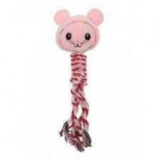 Brinquedo pelucia ratinho rosa com corda 29cm