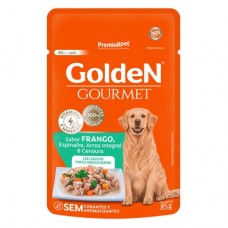 Racao umida golden gourmet caes adulto porte medio e grande frango 85g